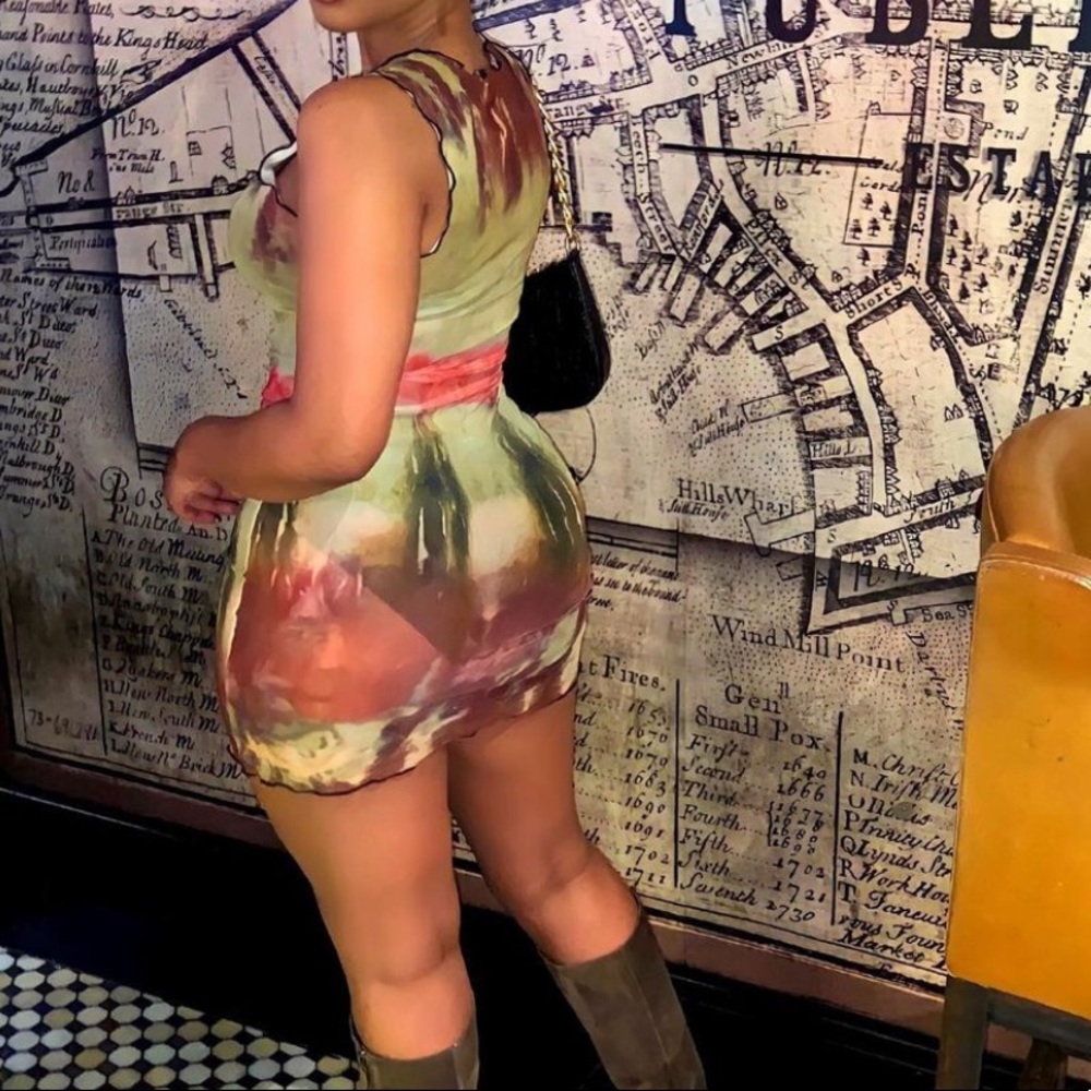 Tie Dye Lettuce Trim Dress